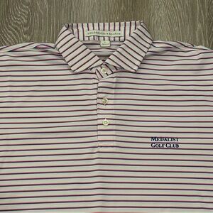 Holderness & Bourne Sutton Polo Shirt Mens Large White Stripe Medalist Golf Club
